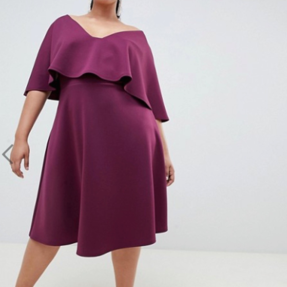 Cape midi shift dress ASOS Curve